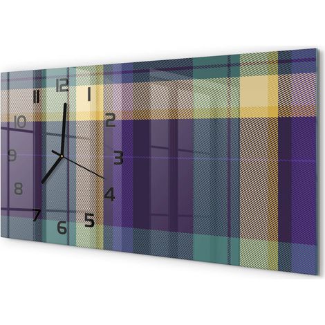 Horloge Murale Effet Tableau 60x30 cm Verre Trempé Décoration Intérieure Moderne Texture en maille (1/5)