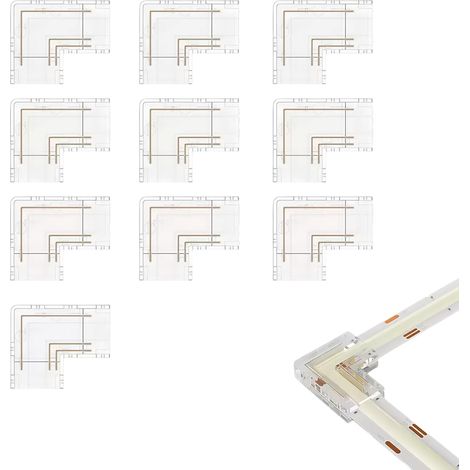 Connecteurs 2 broches en L transparents sans soudure pour bandes COB LED,8mm jonctions d'angle à 90° pour bandes LED monocolores 5V/12V/24V (10 pièces) connexion d'angle sans soudure (1/5)