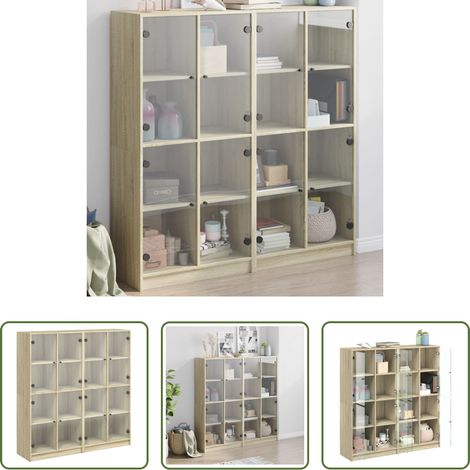 Rangement livres - Bibliothèque avec portes chêne sonoma 136x37x142 cm (1/5)