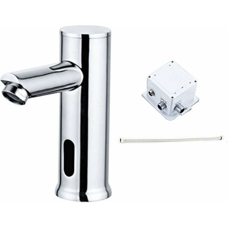 RHG Mitigeur de lavabo Robinet de lavabo électrique pour cuisine salle de bain - Capteur automatique - En laiton - Robinet d'eau froide - Montage sur le pont - Pour la maison - Moderne - Résistant à l (1/5)