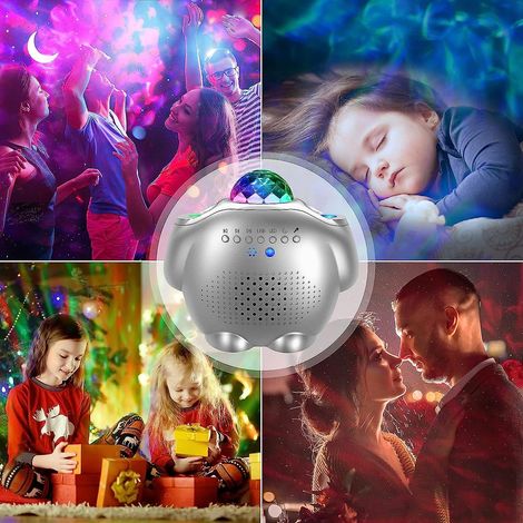 Sternen- und Meereswellenprojektor-Nachtlicht mit Bluetooth-Lautsprecher und Fernbedienung für Kinder, Sprachsteuerung, Timer, anpassbare Raumdekoration (1/5)