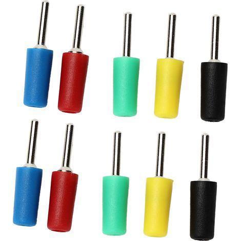 Lot de 10 fiches bananes droites à broches en laiton nickelé, compatibles avec les prises murales à ressort internes J.10001 2 mm (1/5)