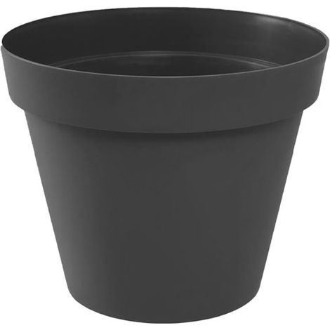 Pot de fleur Toscane Ø13 x 11,7 cm rond - 1,1 litres - gris anthracite - EDA (1/2)