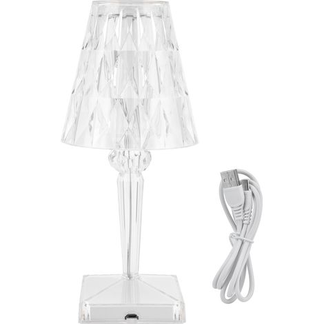 LED-Schreibtischlampe mit klarem Prismenkristall, dimmbar mit USB-Ladefunktion, Nachttischdekoration (1/5)
