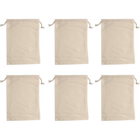 6-teiliges Set Baumwollbeutel, 20 x 15 cm, kleine Geschenktüten, wiederverwendbare Baumwollbeutel, ideal für Geschenke, Hochzeiten, Weihnachten, Geburtstage, DIY-Projekte und Schmuckaufbewahrung. (1/5)