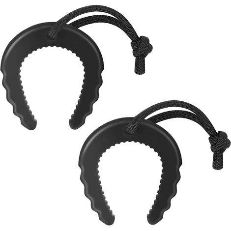 2 x Black Rubber Anti-Pinch Door Wedges with Nylon Rope – Anti-Snap Door (1/5)