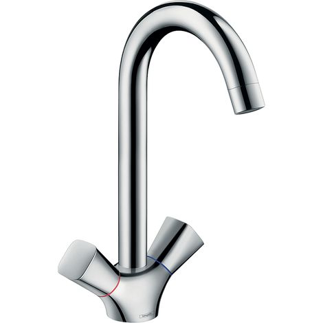 Hansgrohe – Mélangeur évier mitigeur 2 poignées – Hauteur sous bec 21,2 cm – Finition chromée – Bec orientable 360° – 71280000