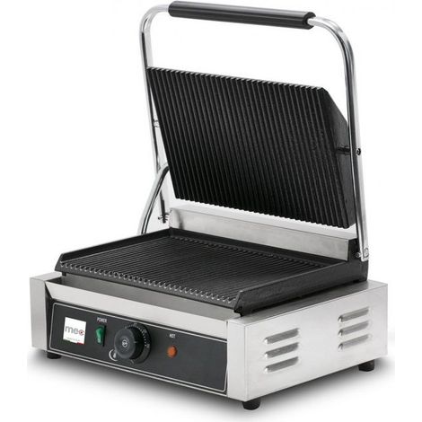 Grill Panini rainuré - 2.2kW - 425x300x200mm - Fonte nervurée - Mec