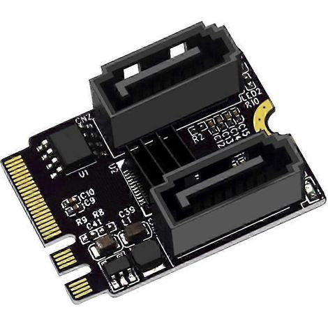 Adaptateur M.2 A Key + E Key vers SATA 3 avec puce JM582, carte de révision 2 ports SATA III, accessoires informatiques kns (1/5)