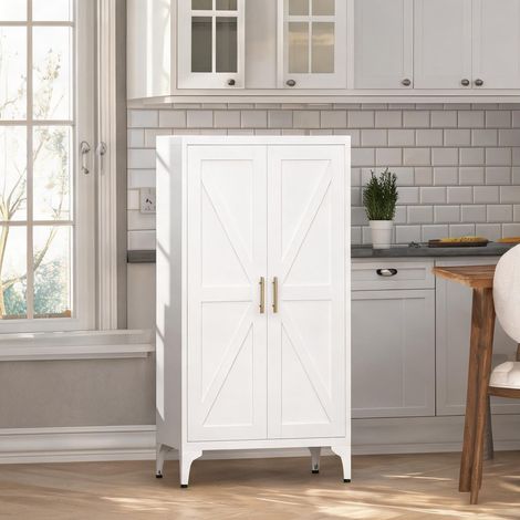 Armoire de rangement métal blanc 3 étagères 60 x 30 x 120 cm (1/5)