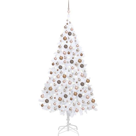 vidaXL Künstlicher Weihnachtsbaum mit Beleuchtung & Kugeln Weiß 240 cm (1/5)