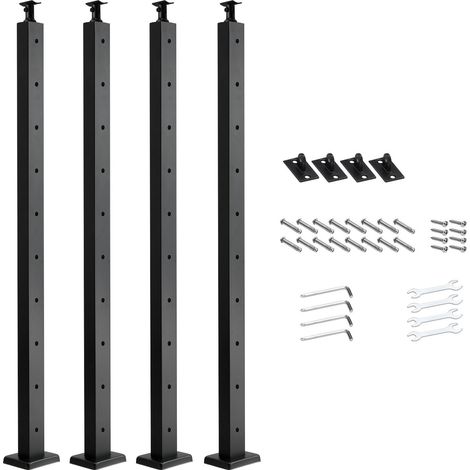 Mophorn Set di ringhiera 4 pezzi per recinzione da balcone 914x100x100 mm, palo per pannello da giardino, balcone, ponte in acciaio inox, kit palo per balaustrata da terrazza, nero