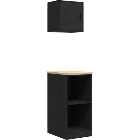 Armoires de garage 2 pcs noir bois d'ingénierie