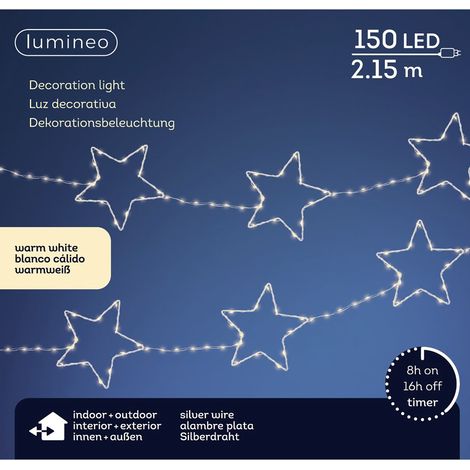 Lumineo Micro LED Stern-Girlande 2,15 Meter 150 Lichter Ø 15 cm Outdoor - weiß/warmweiß (1/3)