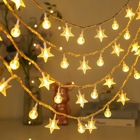 Guirlande lumineuse décorative à LED, ornements de Noël, alimentation USB, 3 mètres de long - motif boule de cristal et étoile (1/3)