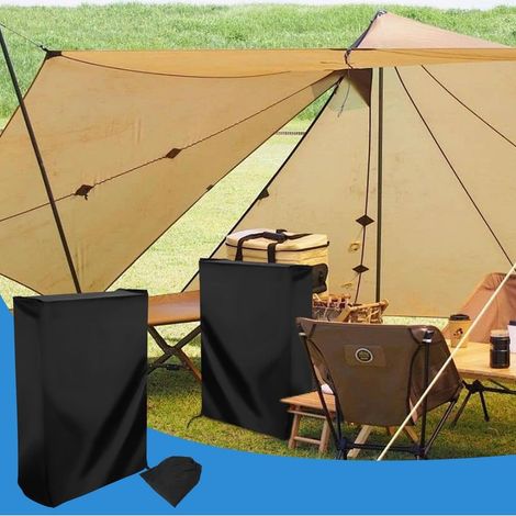 Set mit 2 wasserdichten Gartenstuhlüberzügen aus 420D Oxford-Gewebe, staubdicht und UV-beständig, mit Aufbewahrungstasche (Schwarz) (1/2)