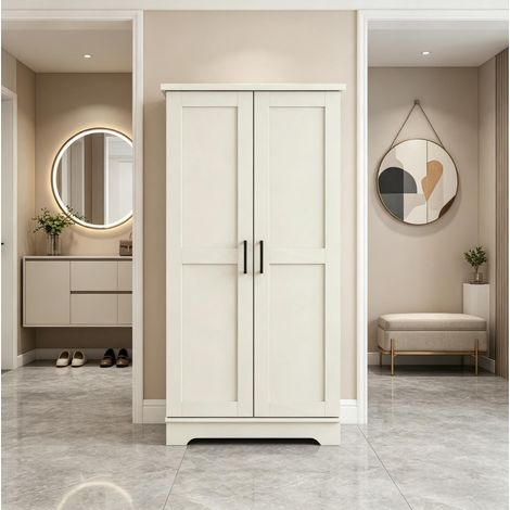 Meuble de cuisine haut 60 x 40 x 120 cm avec rangements réglables, crème HAVRYA (1/5)
