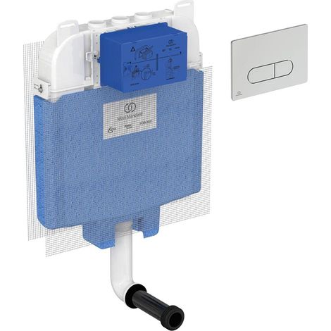 Ideal Standard T4931AA Prosys 80 cassetta di risciacquo ad incasso per WC a terra + placca meccanica Oleas M1 Cromata (1/5)