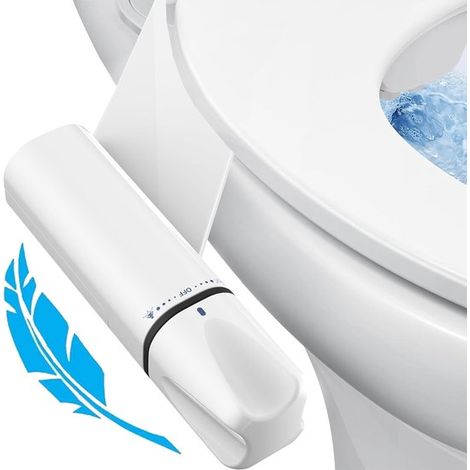 Bidé para inodoro con 2 boquillas, fácil instalación, rociador autolimpiante, presión de agua ajustable, incluye video de instalación. (1/5)