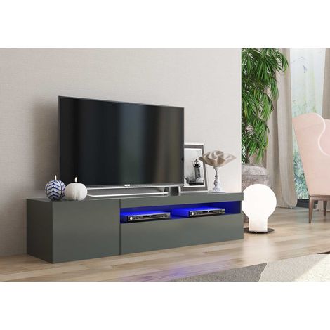 Meuble TV moderne 150 cm anthracite laqué brillant Adilah (1/4)