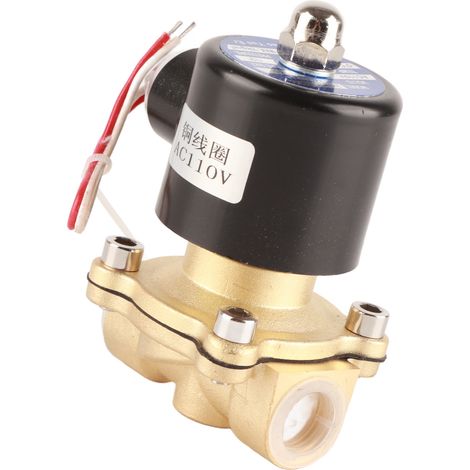 Électrovanne en laiton AC110V 1/2 pouce NCF normalement fermée pour eau, air, gaz et diesel (1/5)