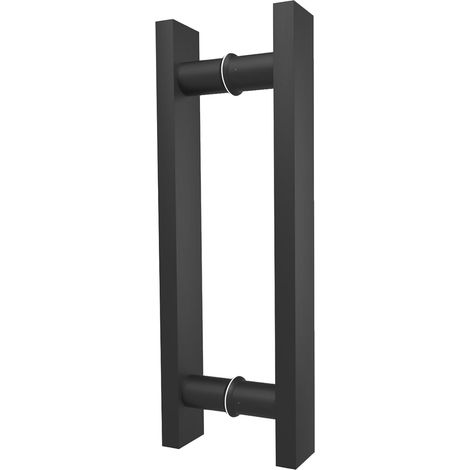 1 - Poignée De Porte - Acier Inoxydable - Double Face Noir Mat - Pour Portes Coulissantes Et Extérieures - Noir - 30cm