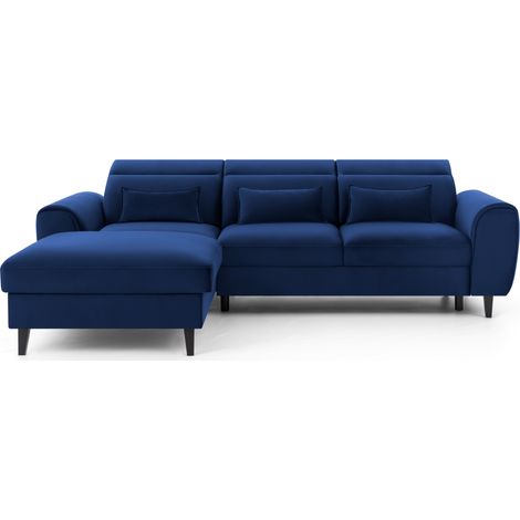 Canapé d'angle convertible bleu marine angle gauche 4 places FABLE (1/5)