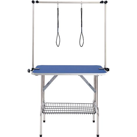 Mophorn Mesa de Aseo para Mascotas con Dos Brazos Ajustables, Soporte de Aseo Plegable de 915x610 mm, Incluye Dos Soportes para Ancas, Bucle de Aseo, para Perros Pequeños y Medianos, Capacidad de 150k