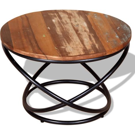 Table basse de salon, Table Café, Bois de récupération massif 60 x 60 x 40 cm OIB9570E (1/5)