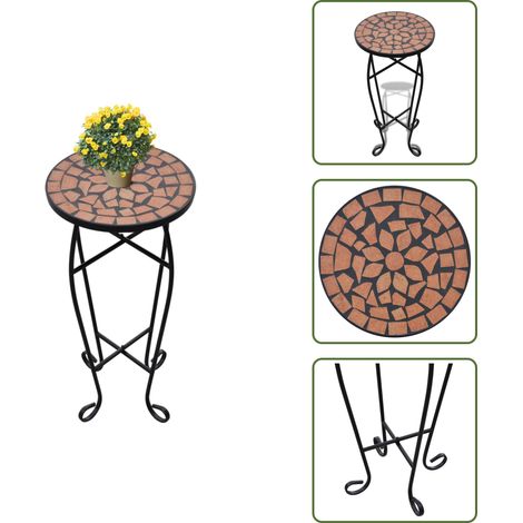 Beistelltisch Mosaik Terracotta - Blumentopf - Gartentisch - Terrassentisch - Beistelltisch - Mosaiktisch