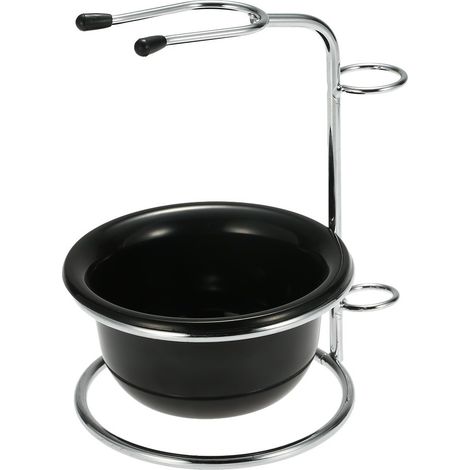 Soporte para brochas de pelo de tejón, set de afeitado 2 en 1 para hombre: taza de afeitar + soporte de afeitado, cuenco de jabón para afeitar barba masculina, soporte de afeitado (negro) (1/5)