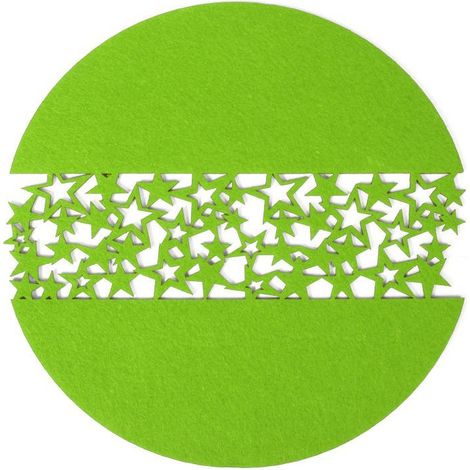 Tovagliolo rotondo in feltro con stelle verdi (1/2)