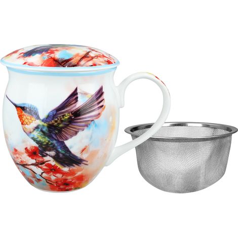 Vaso para orinal Carmani de 430 ml con colador y tapa - colibrí
