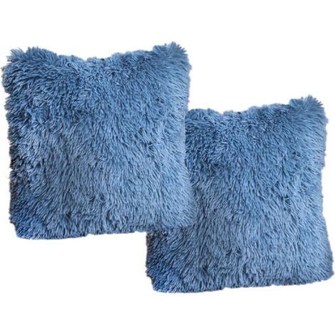 Lot de 2 housses de coussin décoratives en fausse fourrure pour canapé, 40 x 40 cm, idéales pour le salon et la chambre (1/5)