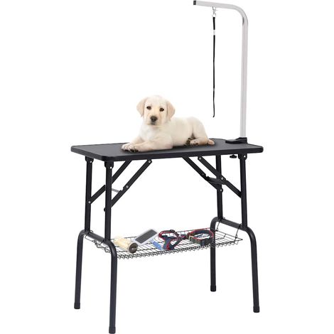 vidaXL Mesa de aseo ajustable para perros con 1 lazo y cesta (1/4)
