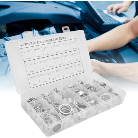 Set mit 450 Teilen Befestigungsmaterial für Aluminiumverbindungen (runde Dichtungen, Unterlegscheiben, Dichtungsringe) (1/5)