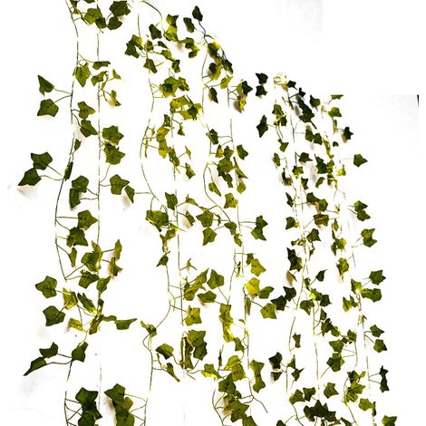 Guirlande lumineuse à feuilles vertes - Modèle à piles 5 m, 50 LED [Lumière chaude] - [Promotion] Guirlande lumineuse à feuilles d'érable vertes en fil de cuivre