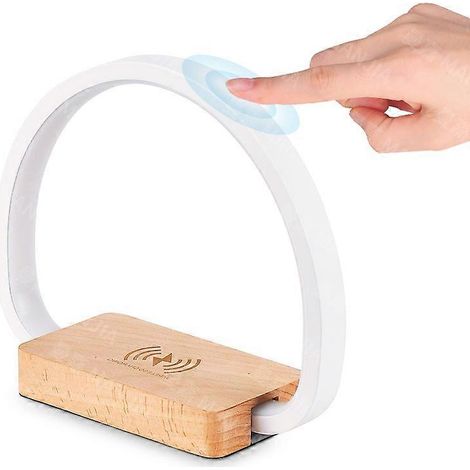 Lampe de chevet avec chargeur sans fil, lampe de table tactile avec port USB, pour la chambre, le salon ou le bureau. (1/4)