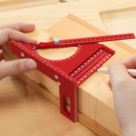 Règle triangulaire semi-circulaire en alliage d'aluminium pour le travail du bois, règle de traçage, réglable en 3D, avec marquage rapide à 180 degrés, rapporteur (1/2)