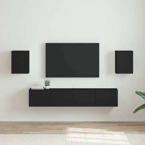 TV-Wandschrank 2 pcs Schwarz 30 x 31 x 40 cm Holzwerkstoff