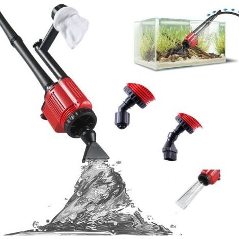 Aspirateur électrique pour Aquarium - Sable et Gravier - 6 en 1 - Siphon pour Changement d'eau - Nettoyage de la saleté + nettoyant pour Sable + Nettoyeur de débris de Poisson (Red) (1/5)
