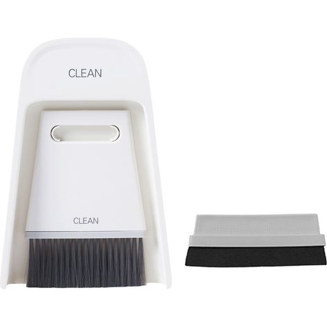 Balai mini portable avec pelle, kit de nettoyage domestique pour bureau, brosse essuyage gris blanc.