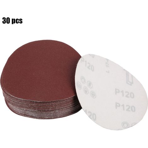 Ortviai Disques abrasifs ronds 5 pouces – 30 unités, grain 80 à 240, rouge et blanc, fixation velcro (1/5)