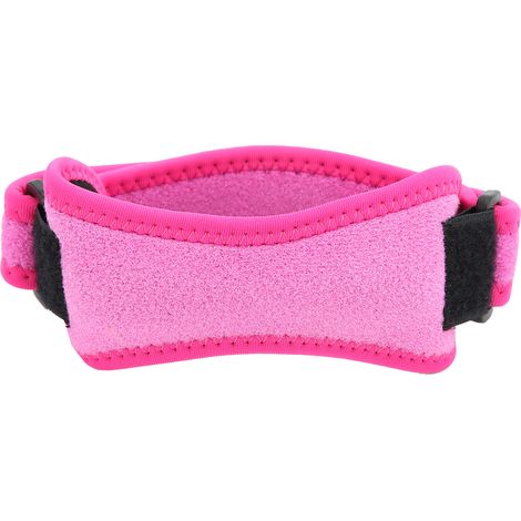 Genouillère réglable avec coussinet rotulien, bande de soutien pour tendon, idéale pour course et sports extérieurs, rose. (1/5)