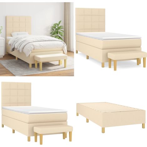 Boxspringbett mit Matratze Creme 100x200 cm Stoff - Boxspringbett - Betten - Schlafräume - Cremefarbenes Bett - Doppelbett - Home & Living (1/5)