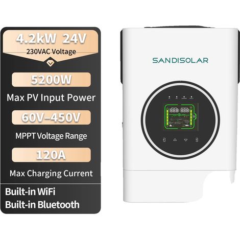 Inversor solar, entrada fotovoltaica máxima de 5200 W, salida de onda sinusoidal pura, SD-PLUS-2442WP-EU, 220-240 V, 24 V (1/5)