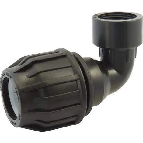 90°-Kompressionsbogen für PE Durchmesser 25mm, Innengewinde 26x34.