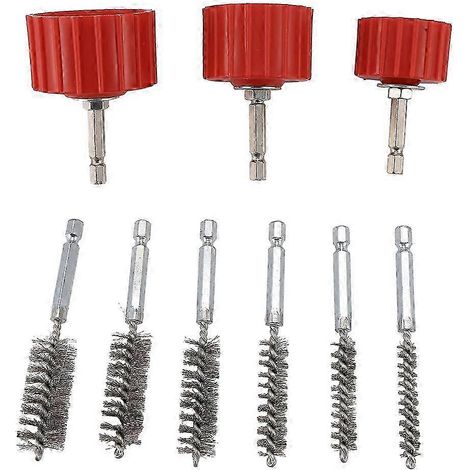 Kit de nettoyage pour tuyaux en cuivre avec perceuse électrique, brosse de nettoyage pour tubes, nettoie les tuyaux, tubes et raccords en cuivre avant soudure (1/5)