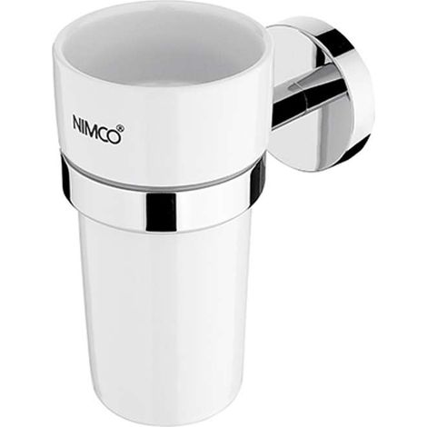 Nimco Unix - Zahnbürste und Zahnpastadose mit Halter, Keramik/Chrom UN 13058KN-26