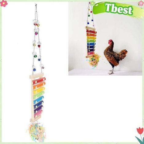 Tbest Jouet xylophone de poulet Pet Poulet Suspendu Xylophone Jouet Cloches Colorées animalerie kit (1/5)